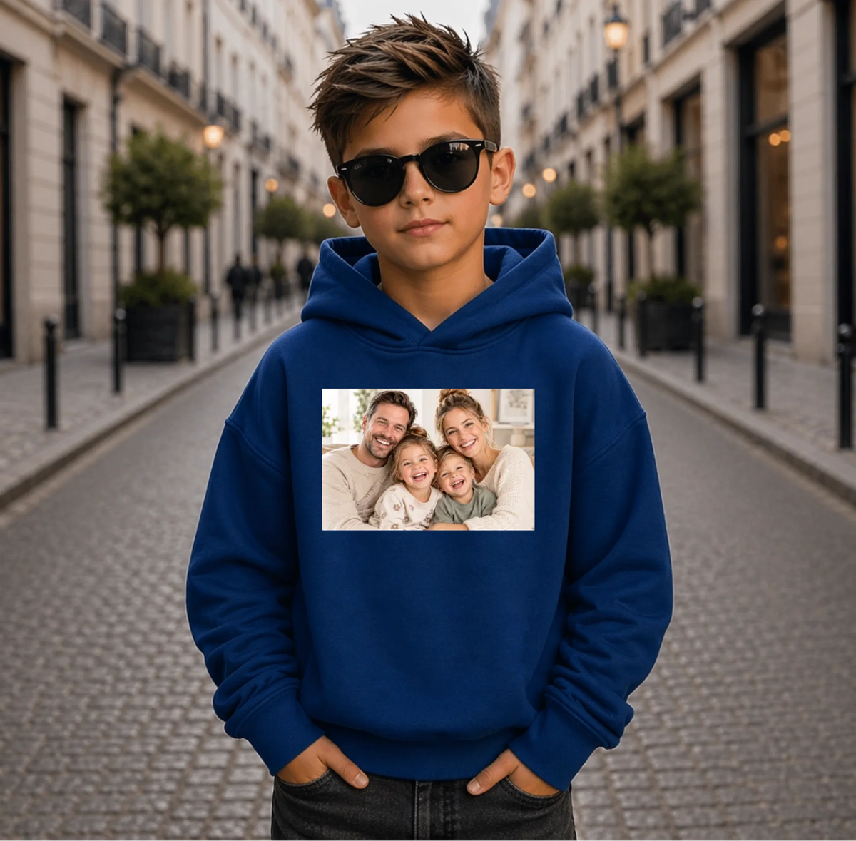 FamilySurprise-Kinder-Hoodie-vorne-junge-blau
