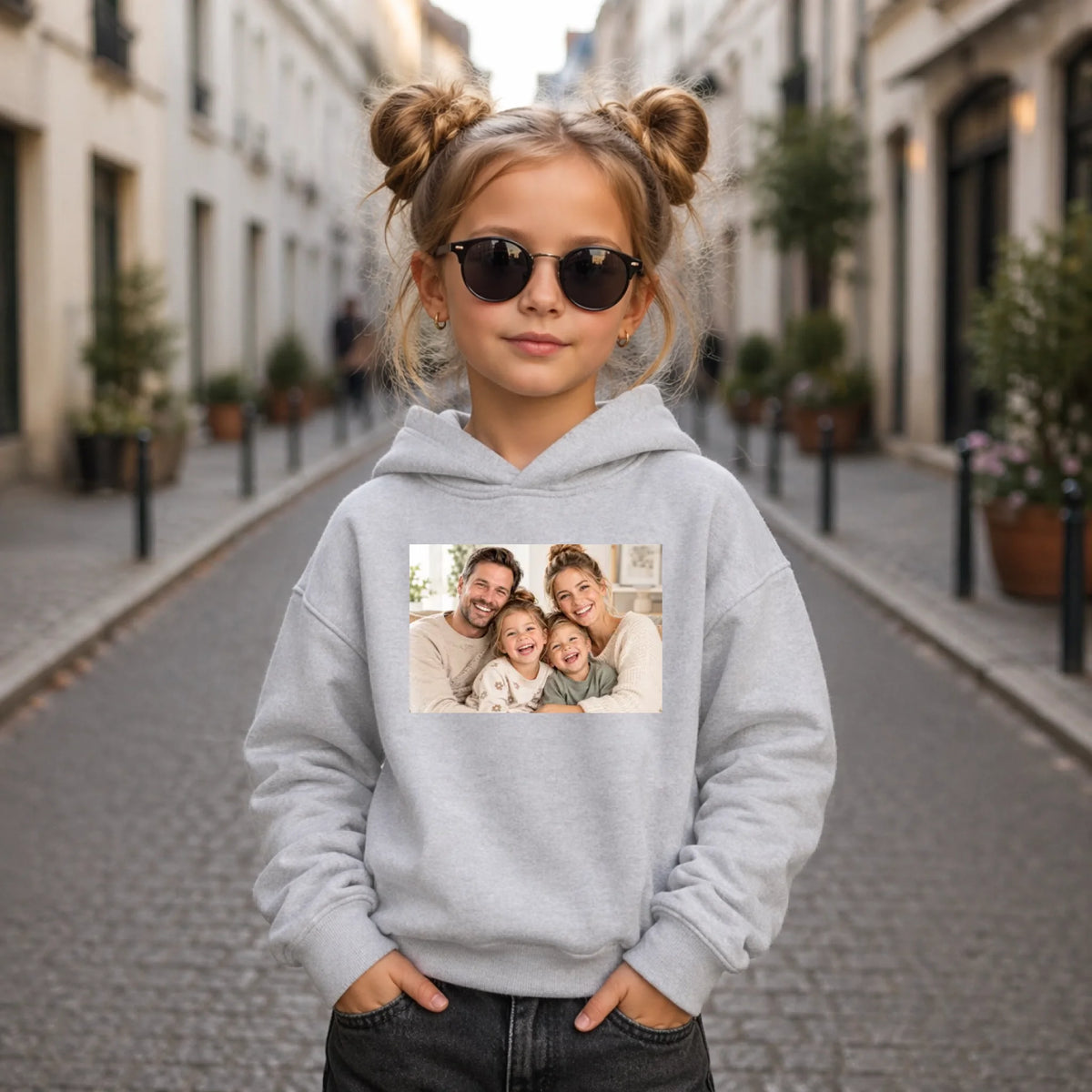 FamilySurprise-Kinder-Hoodie-vorne-mädchen-blau