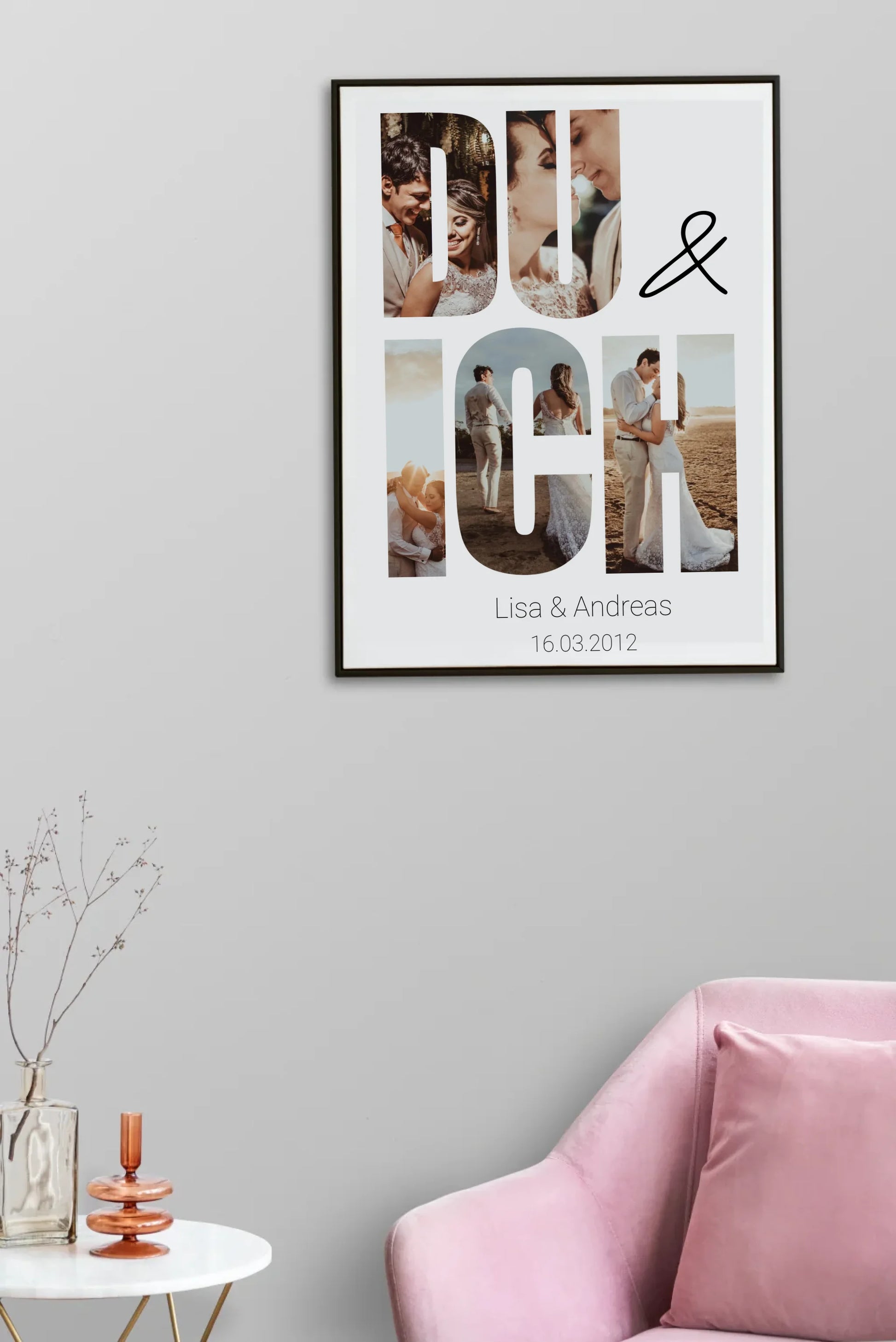 picture-frame-with-abstract-art-by-pink-velvet-armchair