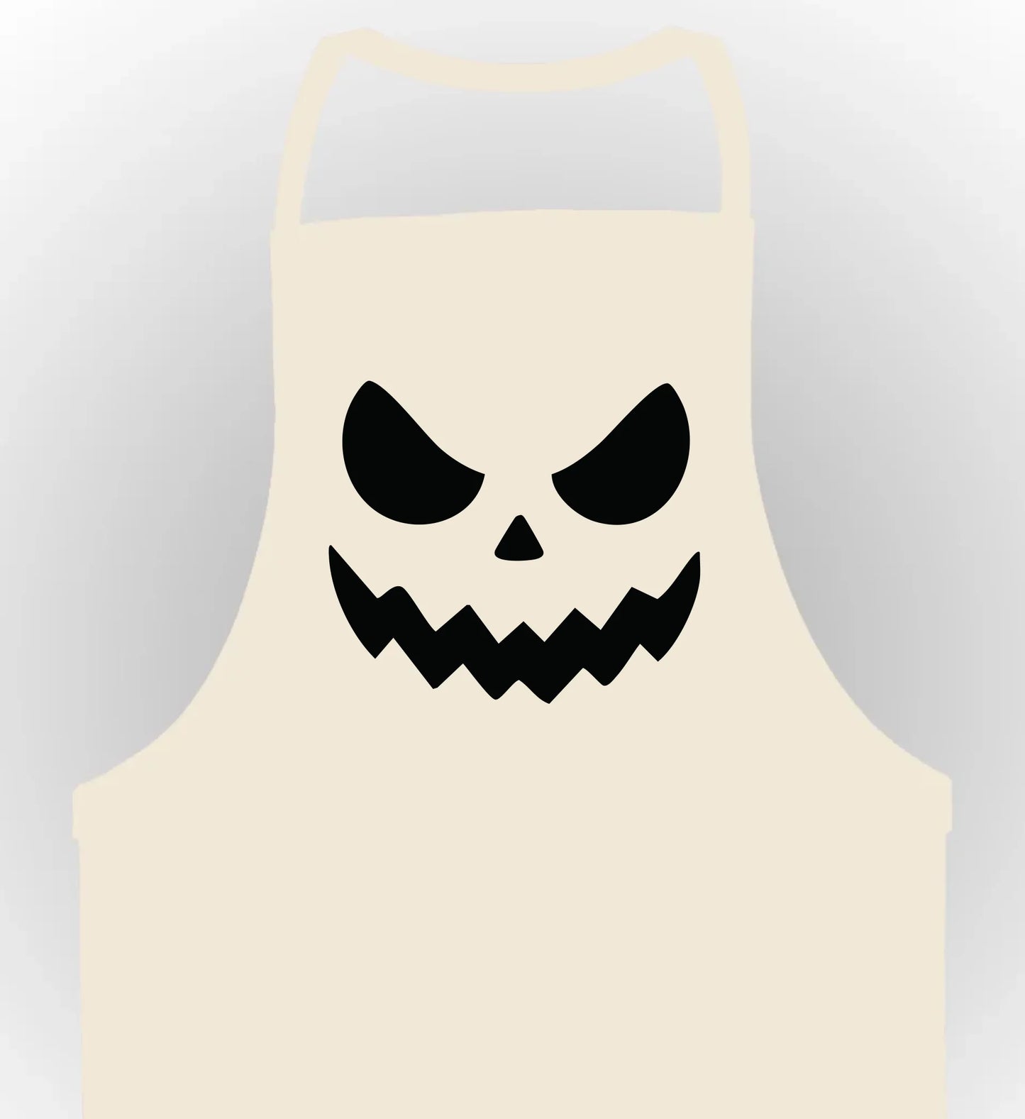 schürze beige mit einem gruseligen Gesicht
