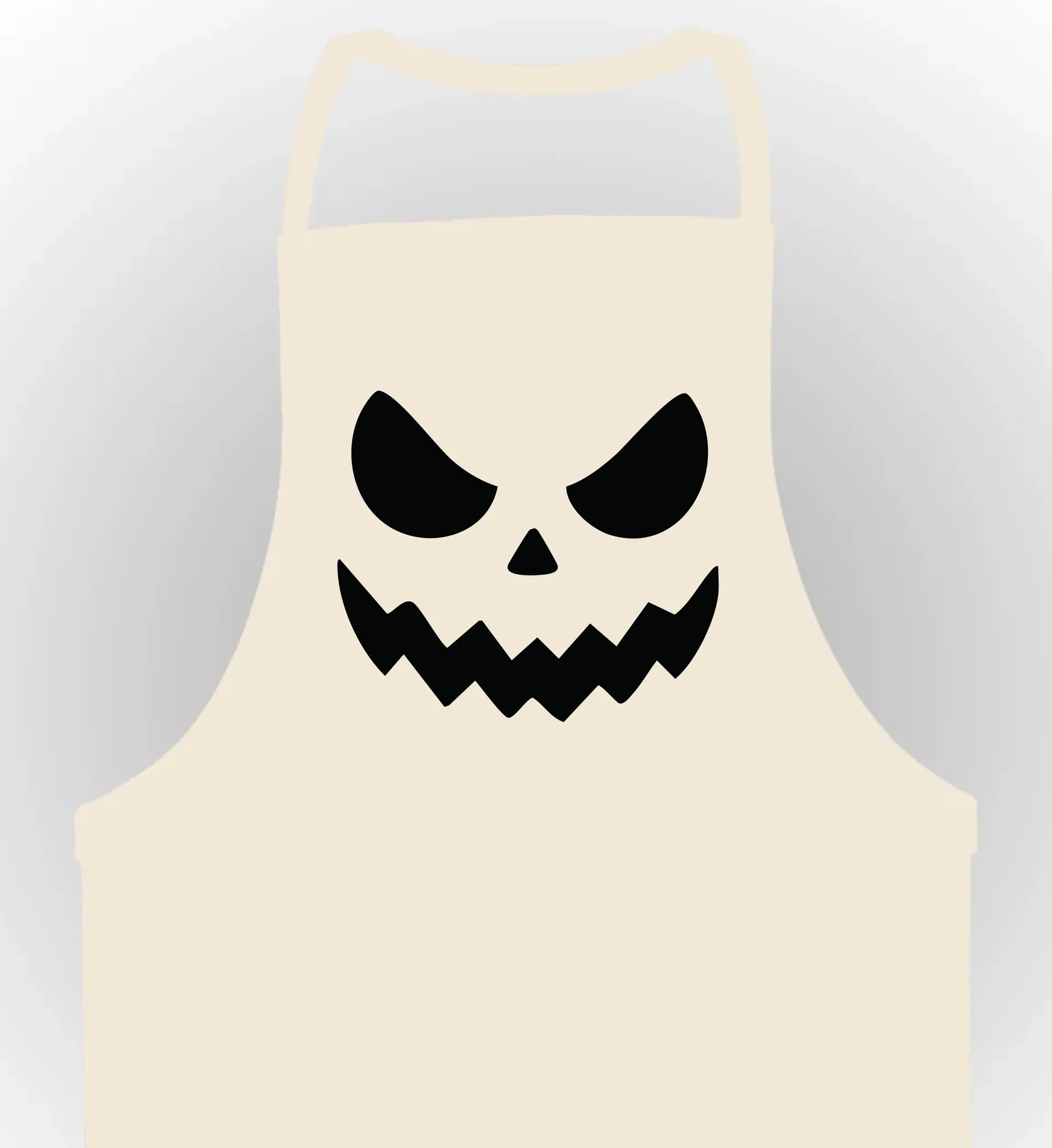schürze beige mit einem gruseligen Gesicht