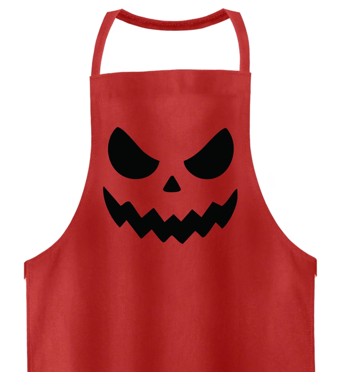 rote Schürze mit einem schwarzen Gruselgesicht